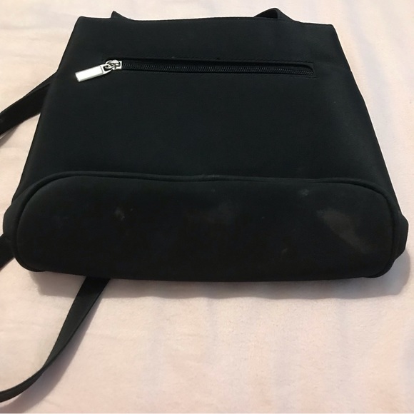 Chenson Black Shoulder Bag Zipper & Velcro Compartments Silver Hardware - Picture 4 of 11